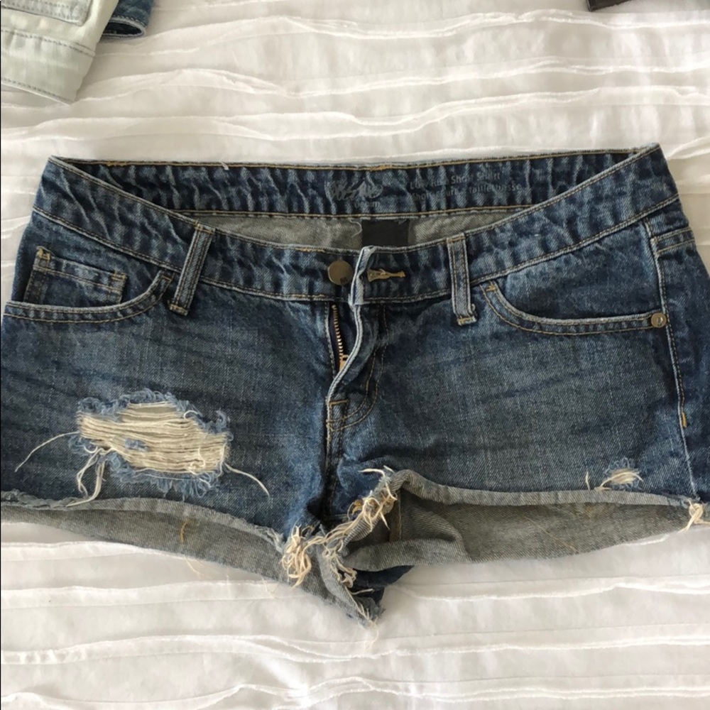 Blue jean frayed shorts